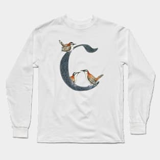 Avian Alphabet C - Rufous-naped wren Long Sleeve T-Shirt